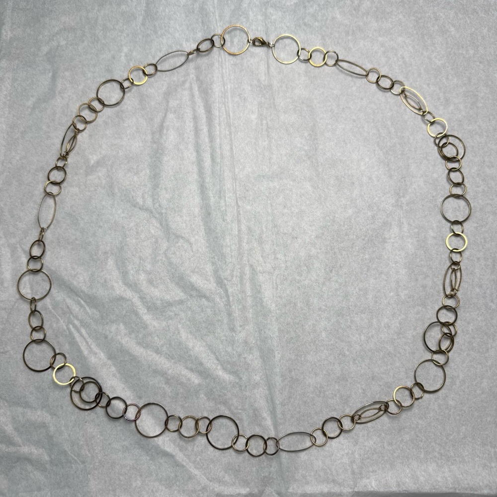 Gold Interlocking Circle Link 36” Long Necklace - image 1